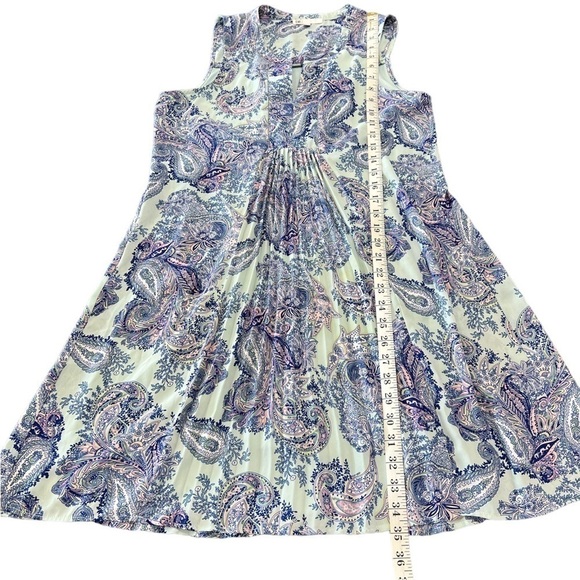 DR2 Daniel Rainn Blue Purple Paisley Pleated Swing Dress Size Small - Picture 7 of 8